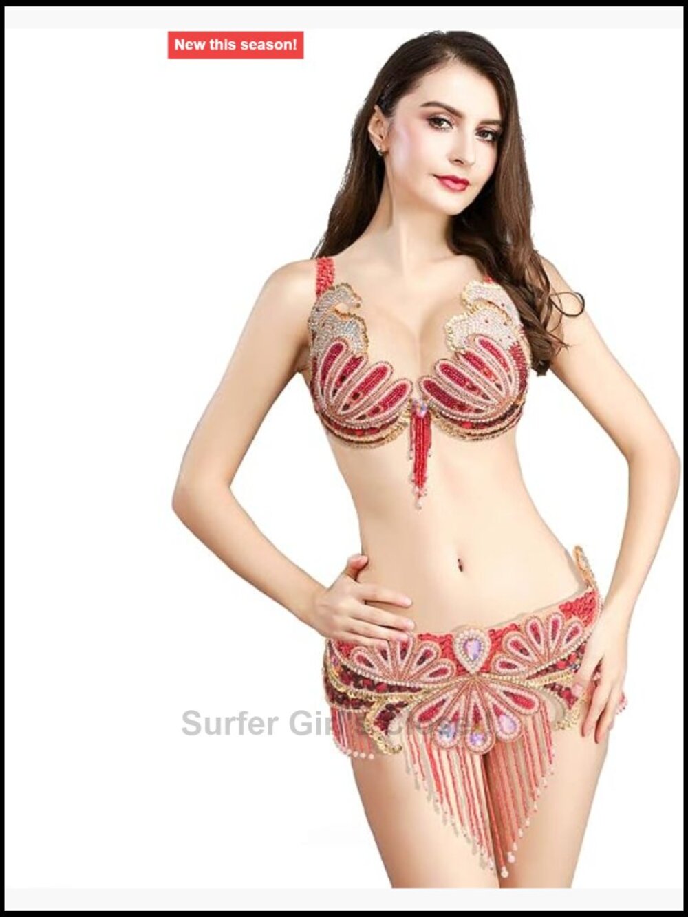 ROYAL SMEELA Belly Dance Costume Sequin Bra and Belt Set Carnival Dancewear